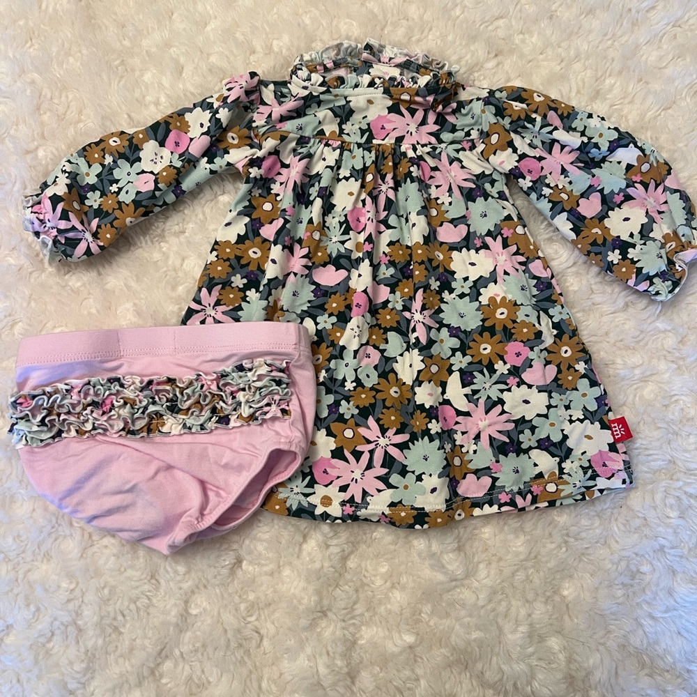 Like New Magnetic Me Floral Kids Dress with Pink Bloomers